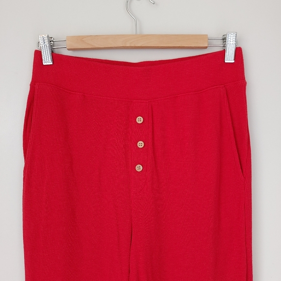 Eberjey Cozy Waffle Short Sleeve & Pant PJ Set Pyjamas Red Size Small - Picture 13 of 16